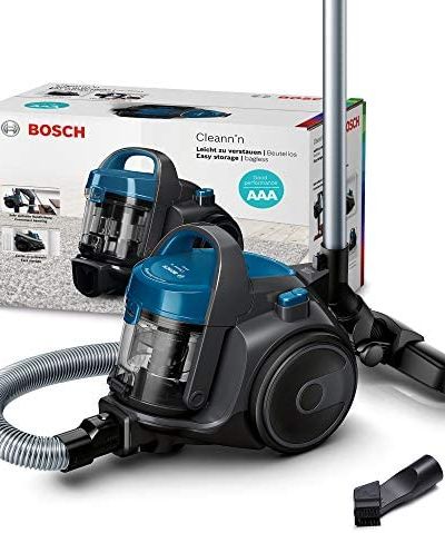 Bosch Staubsauger beutellos Clean´n Serie 2 BGC05A220A, Bodenstaubsauger, Bodendüse für Parkett, Teppich, Fliesen, Hygiene-Filter, langes Kabel, leise, leicht, 700 W, blau