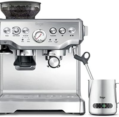 Sage Appliances the Barista Express Espressomaschine mit Milchaufschäumer, Siebträgermaschine, SES875BSS, Gebürsteter Edelstahl