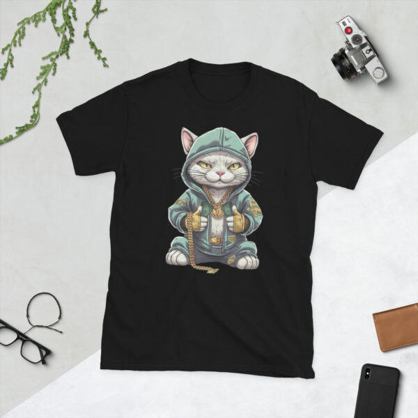 „Stylische Hip-Hop Katze“ – Unisex T-Shirt für Streetstyle- & Katzenfans – Bild 2