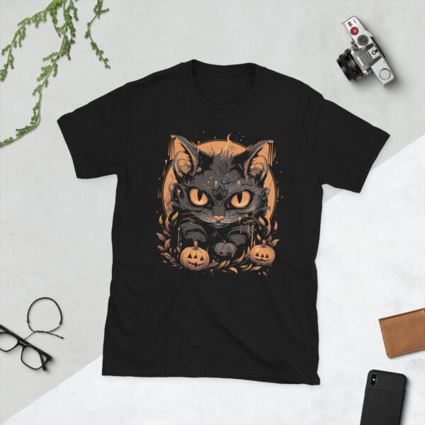 „Mystische Halloween-Katze“ – Unisex T-Shirt mit stilvollem Katzen-Motiv – Bild 2