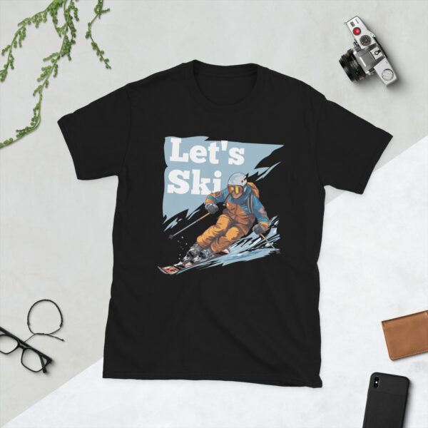 „Let’s Ski“ – Retro Skifahrer Unisex-Shirt – Bild 2