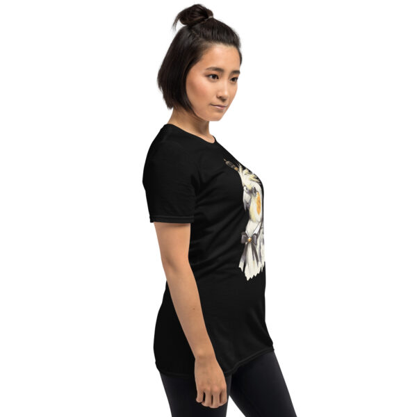 „Majestätischer Nymphensittich“ – Unisex T-Shirt für Vogel-Fans & Haustierfreunde – Bild 3