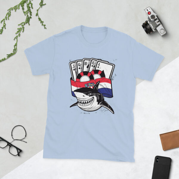 „Kroatischer Pokerhai“ – Glücksspiel T-Shirt mit Kroatien-Flagge (Unisex) – Bild 7