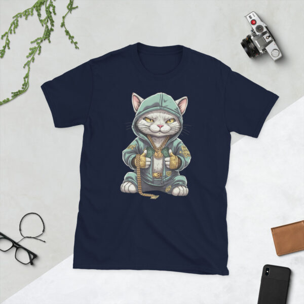 „Stylische Hip-Hop Katze“ – Unisex T-Shirt für Streetstyle- & Katzenfans – Bild 4