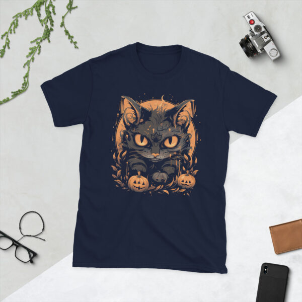 „Mystische Halloween-Katze“ – Unisex T-Shirt mit stilvollem Katzen-Motiv – Bild 3