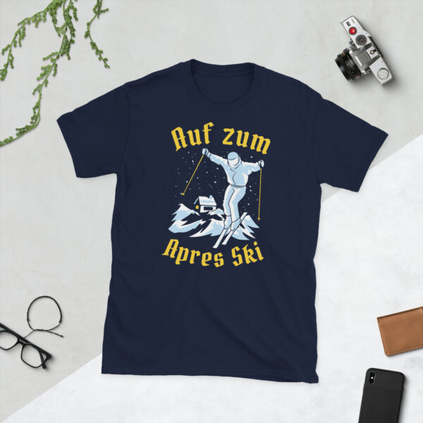 „Auf zum Après-Ski“ – Lustiges Skifahrer Party Unisex-Shirt