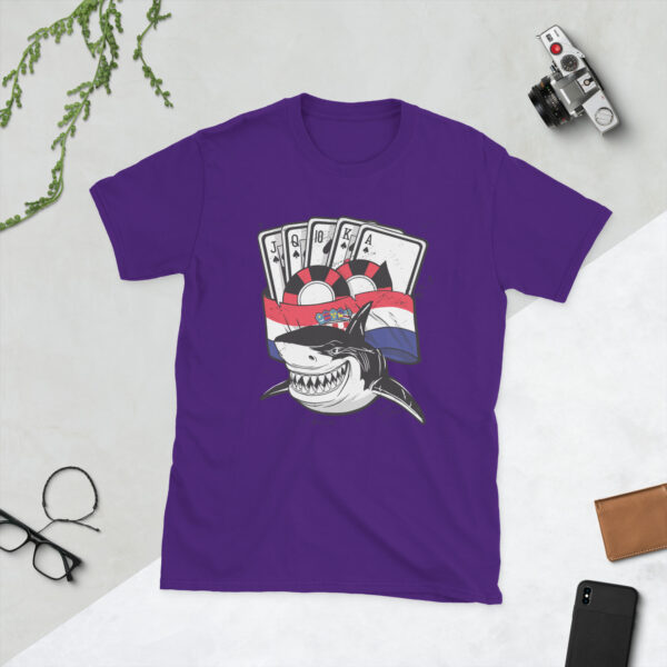 „Kroatischer Pokerhai“ – Glücksspiel T-Shirt mit Kroatien-Flagge (Unisex)