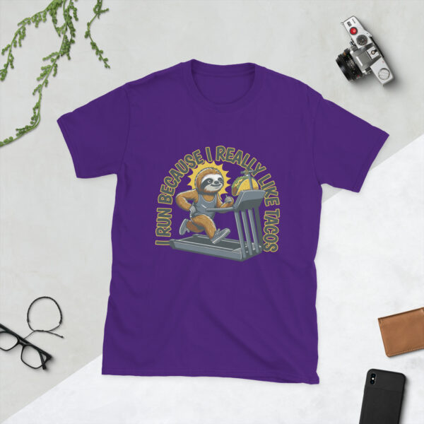 „Faultier auf dem Laufband“ – Lustiges Taco Unisex-Shirt für Chiller – Bild 5