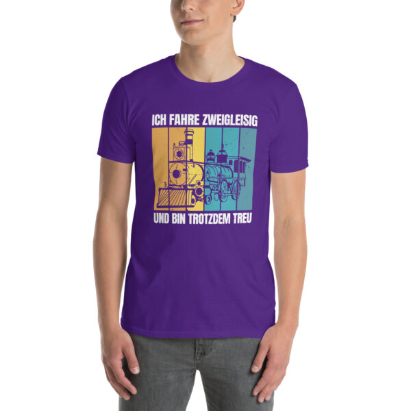 „Ich fahre zweigleisig“ – Lustiges Eisenbahn Unisex-Shirt mit Wortspiel – Bild 9