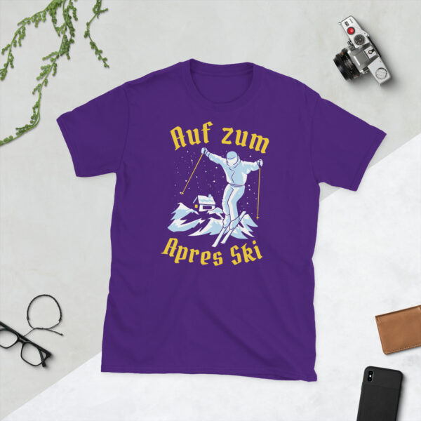 „Auf zum Après-Ski“ – Lustiges Skifahrer Party Unisex-Shirt – Bild 5