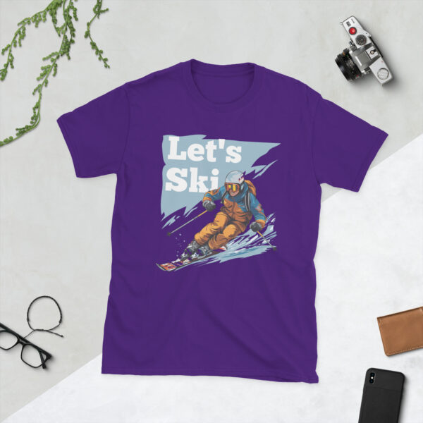 „Let’s Ski“ – Retro Skifahrer Unisex-Shirt – Bild 5