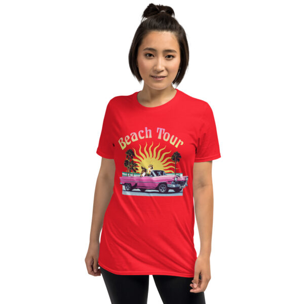 „Beach Tour“ – Lustiges Retro T-Shirt mit Hund im Cabrio (Unisex) – Bild 13