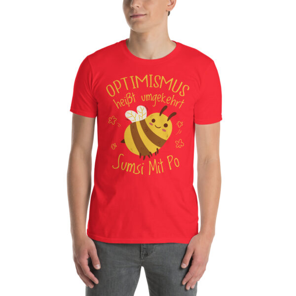 „Optimismus Biene“ – Lustiges Unisex-Shirt mit dem Spruch „Sumsi mit Po“ – Bild 5