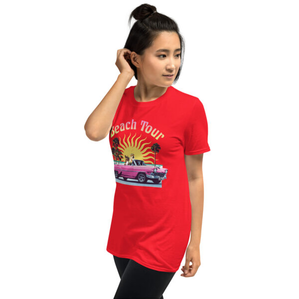 „Beach Tour“ – Lustiges Retro T-Shirt mit Hund im Cabrio (Unisex) – Bild 15