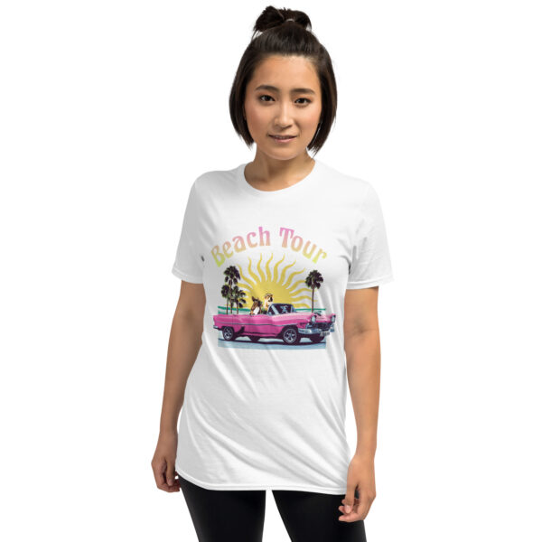 „Beach Tour“ – Lustiges Retro T-Shirt mit Hund im Cabrio (Unisex) – Bild 25
