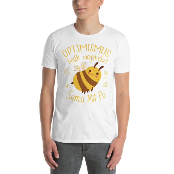 „Optimismus Biene“ – Lustiges Unisex-Shirt mit dem Spruch „Sumsi mit Po“ – Bild 7