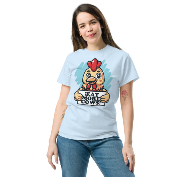 „Eat More Cows“ – Witziges Hühner T-Shirt für Fleischliebhaber (Unisex) – Bild 13