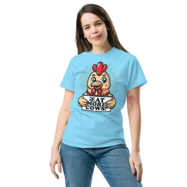 „Eat More Cows“ – Witziges Hühner T-Shirt für Fleischliebhaber (Unisex) – Bild 10