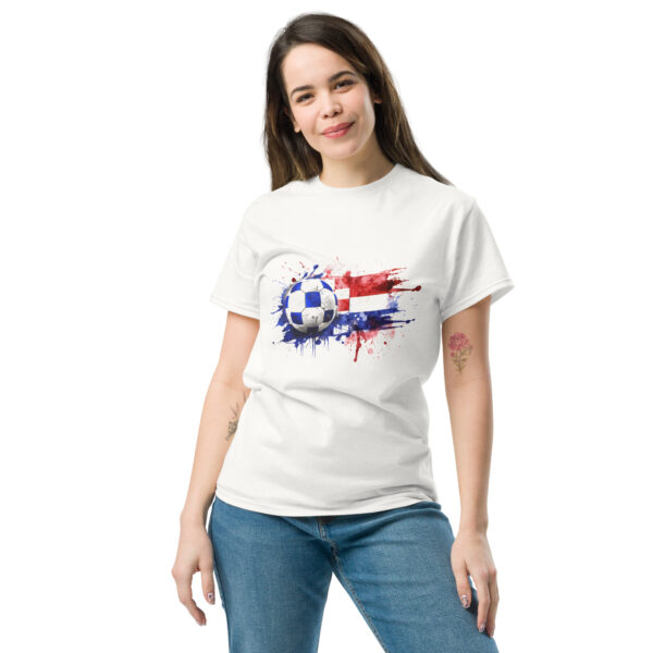 „Kroatien Fußball Splash“ – Unisex T-Shirt mit dynamischem Farben-Design